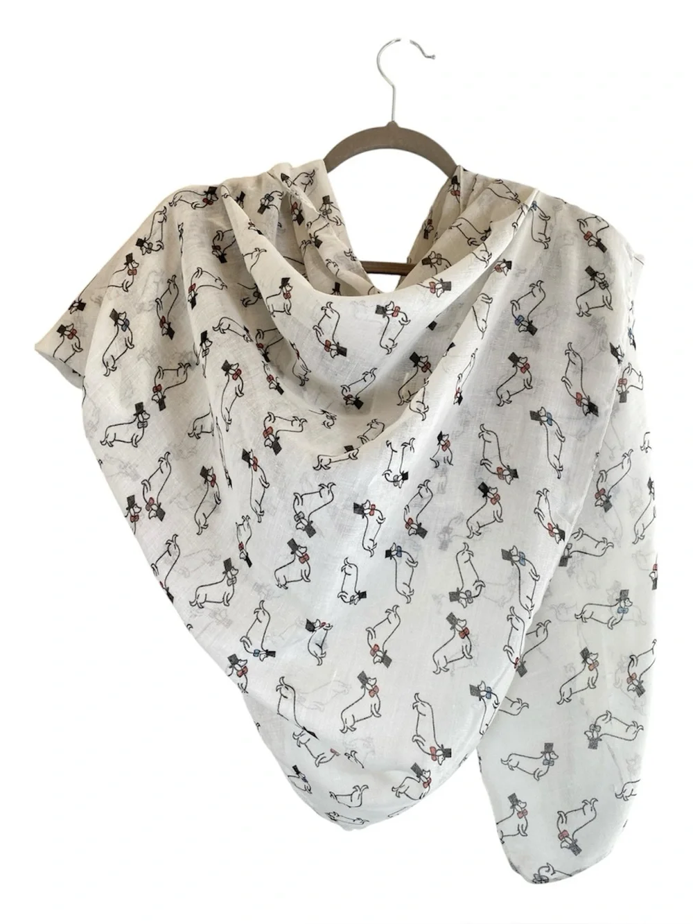 Daschund Novelty Print Gauze Large Scarf Travel Wrap